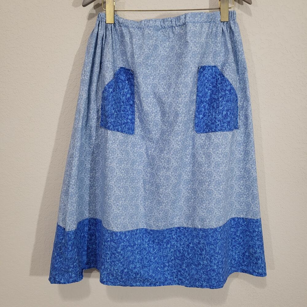 Handmade Blue Floral Skirt Womens 10 / 12  Casual Cottage Spring Summer Unique